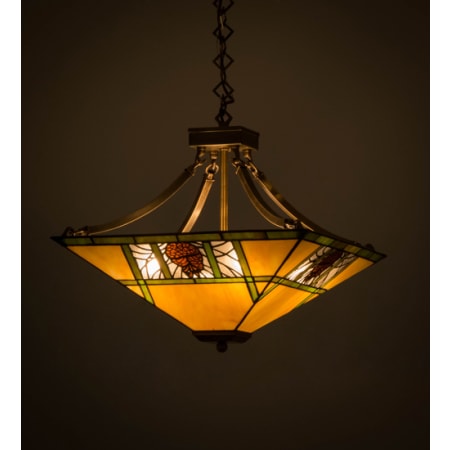Meyda Tiffany Pinecone Ridge 4 Light 24" Wide Pendant Antique Brass