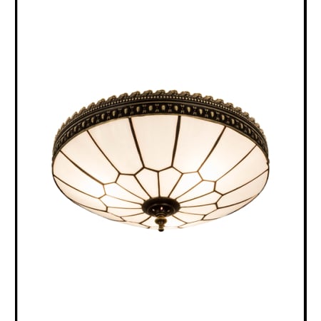 Meyda Tiffany Vincent Honeycomb 3 Light 15" Wide Semi-Flush Bowl Ceiling Fixture with White Glass Shade Craftsman Brown