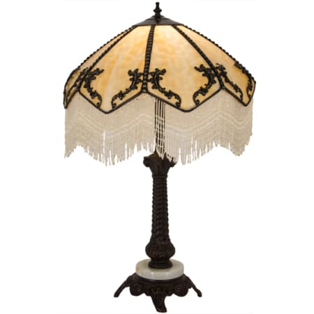 Meyda Tiffany Fringed 30" Tall Buffet Table Lamp Beige / Brown