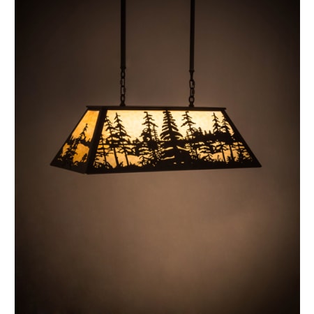 Meyda Tiffany Tall Pines 6 Light 36" Wide Linear Pendant Timeless Bronze