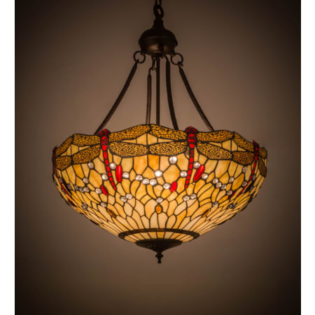 Meyda Tiffany Tiffany Hanginghead Dragonfly 4 Light 22" Wide Pendant Mahogany Bronze