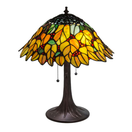 Meyda Tiffany Follaje 2 Light 18" Tall Buffet Table Lamp Mahogany Bronze