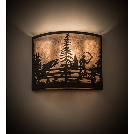 Meyda Tiffany Fly Fishing Creek 11" Tall Wall Sconce Oil Rubbed Bronze