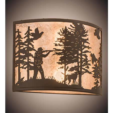 Meyda Tiffany Quail Hunter with Dog 2 Light 12" Tall Wall Sconce Oil Rubbed Bronze