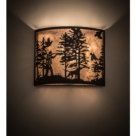 Meyda Tiffany Quail Hunter with Dog 11" Tall Wall Sconce Oil Rubbed Bronze