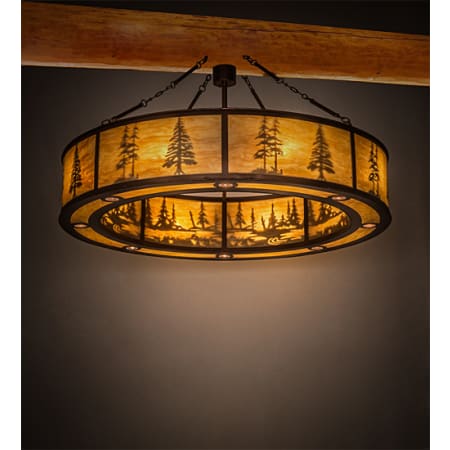 Meyda Tiffany Tall Pines 8 Light 62" Wide Pendant Copper Vein