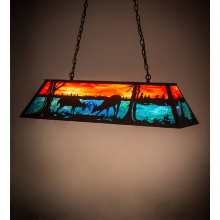 Meyda Tiffany Battling Bucks 6 Light 48" Wide Linear Pendant Rust
