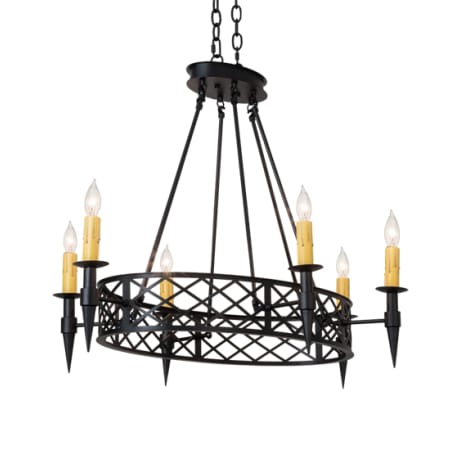 Meyda Tiffany Topridge 6 Light 28" Wide Taper Candle Style Chandelier Textured Black