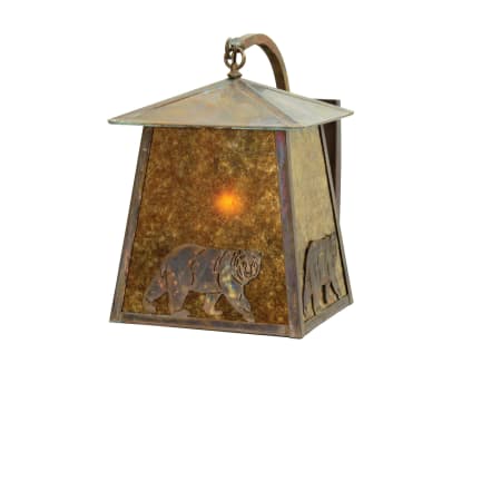 Meyda Tiffany 14" Wide Stillwater Northwoods Lone Bear Curved Arm Wall Sconce Vintage Copper