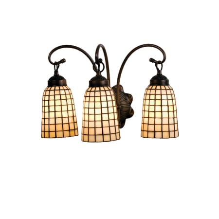 Meyda Tiffany Terra Bone 3 Light 18" Wide Bathroom Vanity Light with Tiffany Glass Shade Mahogany Bronze / Beige