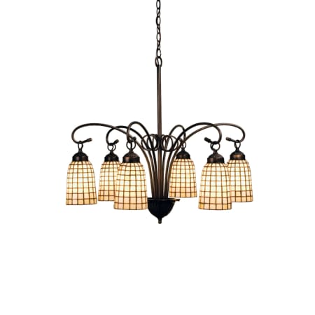 Meyda Tiffany Terra Bone 6 Light 27-1/2" Wide Chandelier with Tiffany Glass Shade Mahogany Bronze / Beige