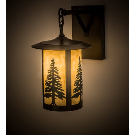 Meyda Tiffany Fulton Tall Pines 17" Tall Wall Sconce with Shade Craftsman Brown/ Green