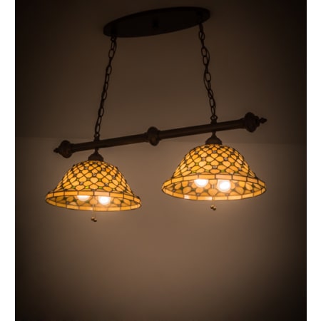 Meyda Tiffany Diamond and Jewel 4 Light 36" Wide Linear Pendant Mahogany Bronze
