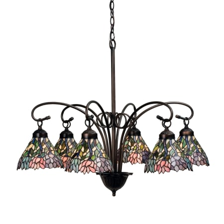 Meyda Tiffany Wisteria 6 Light 30" Wide Chandelier with Tiffany Glass Shade Mahogany Bronze