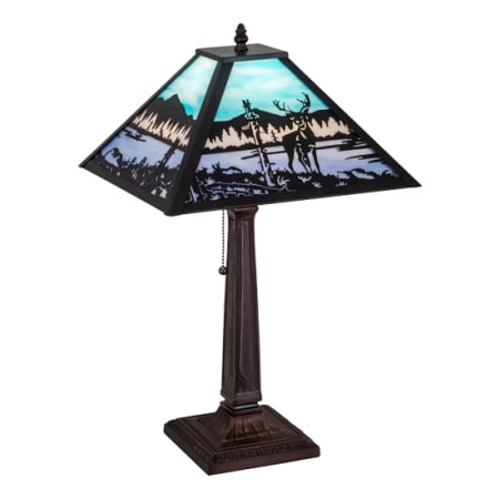 Meyda Tiffany Deer at Lake 22" Tall Buffet Table Lamp Craftsman Brown