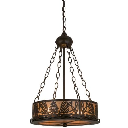 Meyda Tiffany Mountain Pine 4 Light 16" Wide Pendant Timeless Bronze