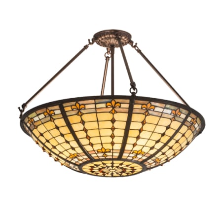 Meyda Tiffany Fleur-de-Lite 3 Light 24" Wide Semi-Flush Bowl Ceiling Fixture Mahogany Bronze