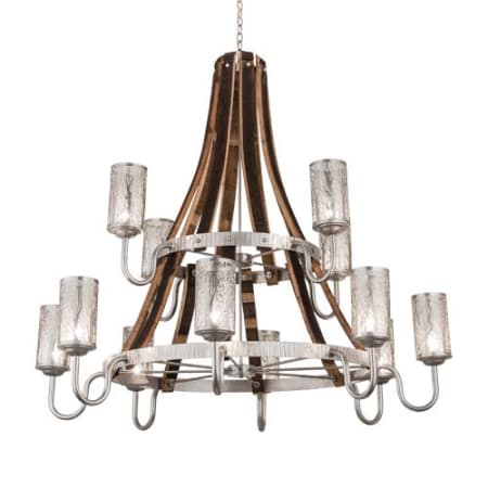 Meyda Tiffany Barrel Stave 12 Light 60" Wide Chandelier Nickel / Natural Wood