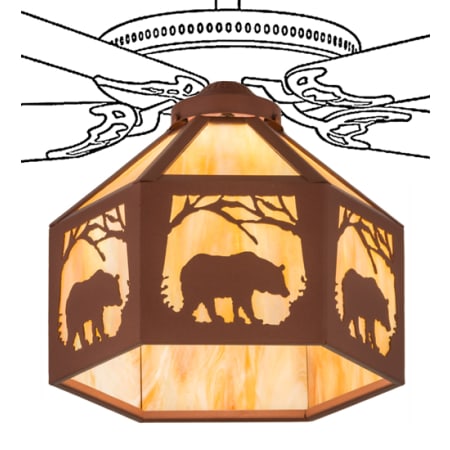 Meyda Tiffany Lone Bear 13" Wide Single Ceiling Fan Light Kit Rust