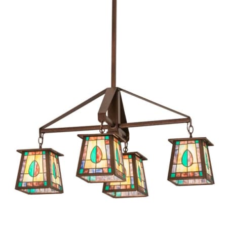 Meyda Tiffany Long Mackintosh Leaf 4 Light 24" Wide Chandelier Copper