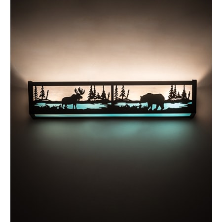 Meyda Tiffany Moose and Black Bear 24" Wide Bath Bar Mahogany Bronze