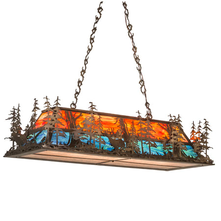 Meyda Tiffany 6 Light 54" Wide Billiard Linear Pendant Antique Copper