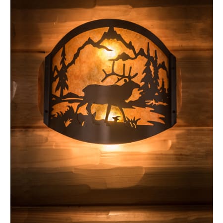 Meyda Tiffany Elk at Lake 2 Light 11" Tall Wall Sconce Timeless Bronze