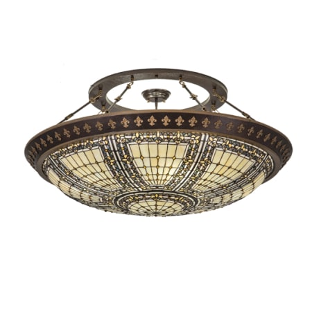 Meyda Tiffany Fleur-de-lis 8 Light 45" Wide Semi-Flush Bowl Ceiling Fixture - Copper Vein Finish Copper Vein