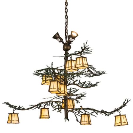 Meyda Tiffany Pine Branch Valley View 12 Light 52" Wide Chandelier Antique Copper