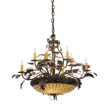 Meyda Tiffany Greenbriar Oak 11 Light 42" Wide Taper Candle Style Chandelier Antique Copper / Burnished