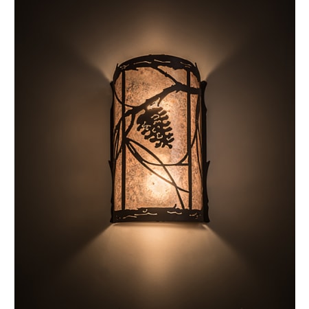 Meyda Tiffany Whispering Pines 2 Light 13" Tall Hand Made Wall Sconce Wrought Iron