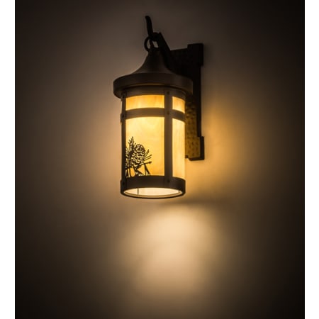 Meyda Tiffany Winter Pine 12" Tall Wall Sconce with Shade Midnight Bronze