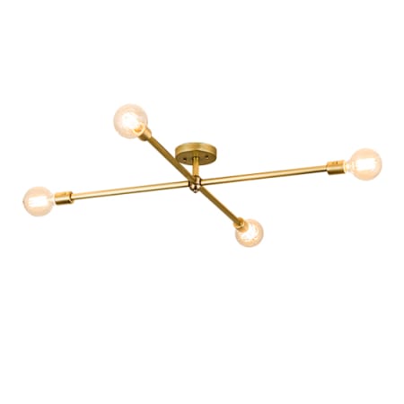 Meyda Tiffany Pronograde Jack 4 Light 36" Wide Semi-Flush Ceiling Fixture Natural Brass