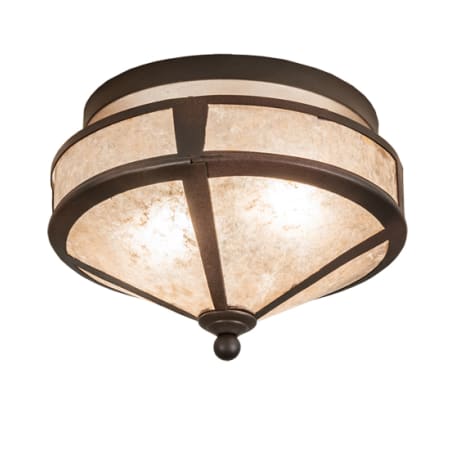 Meyda Tiffany Simple Mission 2 Light 13" Wide Semi-Flush Ceiling Fixture Rust / Wrought Iron