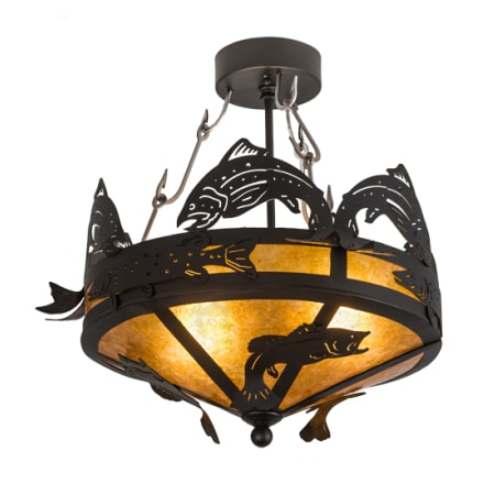 Meyda Tiffany Catch of the Day 2 Light 18" Wide Semi-Flush Ceiling Fixture - Textured Black Finish Textured Black
