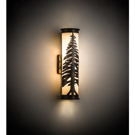 Meyda Tiffany Pine Tree 2 Light 18" Tall Wall Sconce Dark Burnished Antique Copper