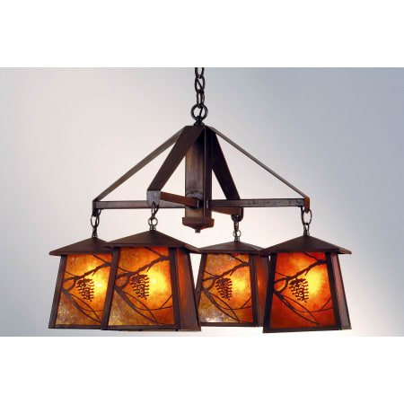 Meyda Tiffany Whispering Pines 4 Light 38" Wide Chandelier with Brown Mica Shade Rust