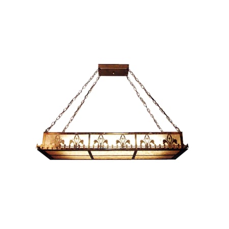 Meyda Tiffany Gothic Fleur-De-Lis 2 Light 48" Wide Billiard Chandelier with Silver Mica Shade Antique Copper