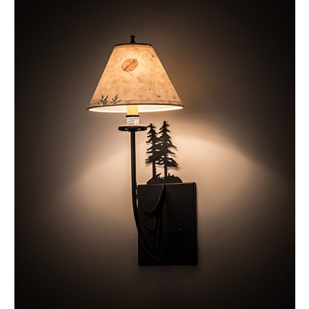 Meyda Tiffany Pressed Foliage 20" Tall Wall Sconce Satin Black Wrought Iron