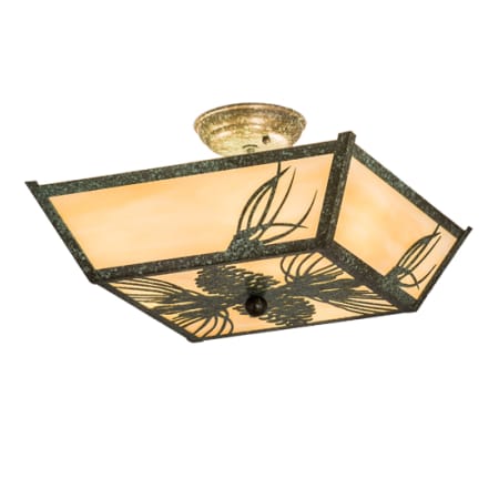 Meyda Tiffany Mountain Pine 3 Light 22" Wide Semi-Flush Ceiling Fixture - Burnished Copper Finish Burnished Copper