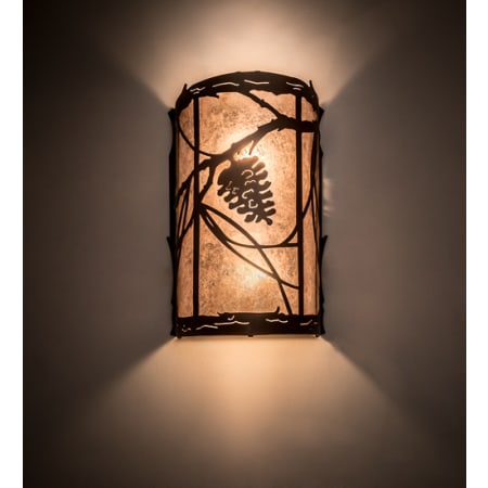 Meyda Tiffany Whispering Pines 2 Light 13" Tall Hand Crafted Wall Sconce with Half Cylinder Shade Oil Rubbed Bronze