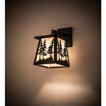 Meyda Tiffany Tall Pines 10" Tall Wall Sconce with Shade Oil Rubbed Bronze