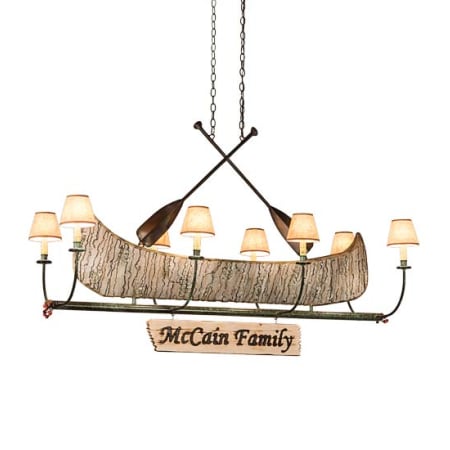 Meyda Tiffany Personalized Canoe 8 Light 57" Wide Linear Chandelier Antique