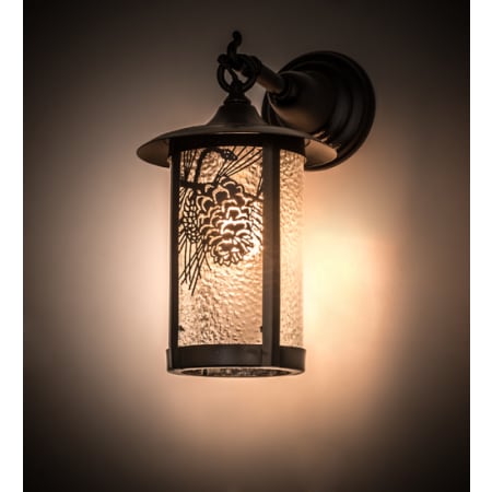 Meyda Tiffany Fulton Winter Pine 13" Tall Hand Crafted Wall Sconce Black Satin Wrought Iron