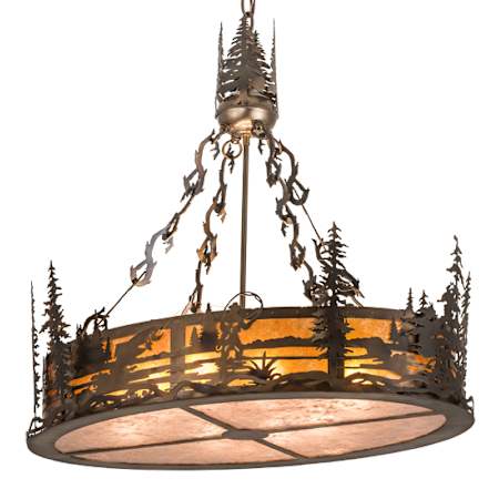 Meyda Tiffany 8 Light 30" Wide Abstract Linear Pendant Antique Copper