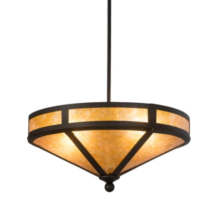 Meyda Tiffany Craftsman Prime 2 Light 16" Wide Pendant with Amber Mica Shade - Oil Rubbed Bronze Finish Oil Rubbed Bronze