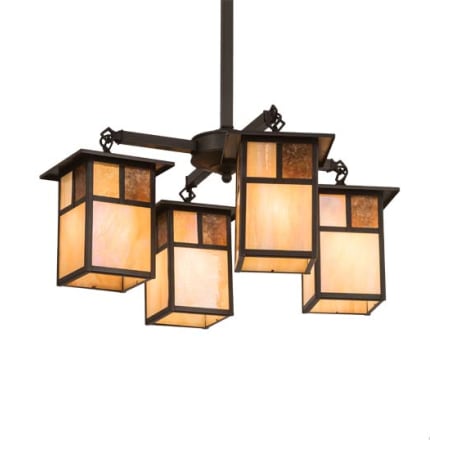 Meyda Tiffany Hyde Park 4 Light 25" Wide Chandelier Craftsman Brown