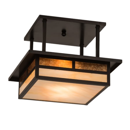 Meyda Tiffany Hyde Park "T" Mission 2 Light 21" Wide Semi-Flush Square Ceiling Fixture - Craftsman Brown Finish Craftsman Brown