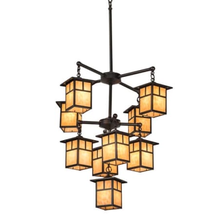 Meyda Tiffany Hyde Park T Mission 9 Light 34" Wide Chandelier Craftsman Brown