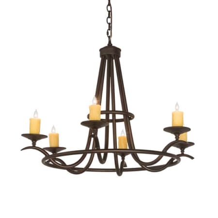 Meyda Tiffany Octavia 6 Light 36" Wide Taper Candle Style Chandelier Mahogany Bronze